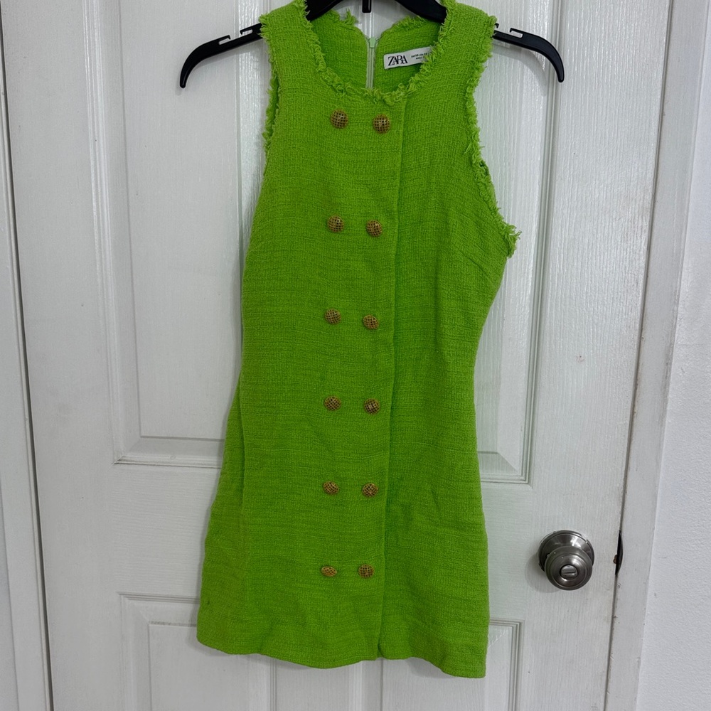 Zara Lime Green Textured Dress